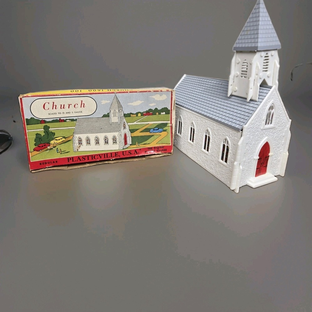 Vintage Bachmann Plasticville USA Church 1600-100 O S Gauge Original Box Train